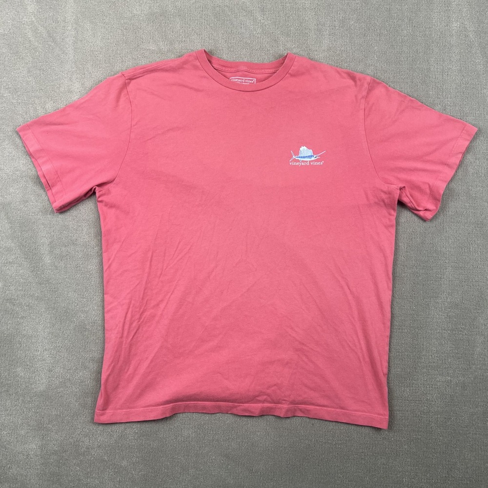 Vineyard Vines T-Shirt Men Large Pink Sailfish Graphic Cotton Short Sleeve Tee